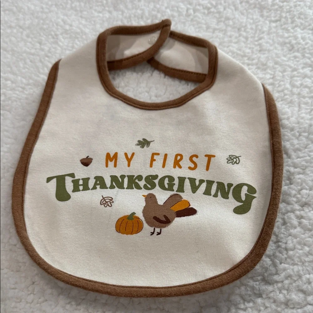 Carter's Festive Holiday Bib Set - Orange and Brown. Set of 2